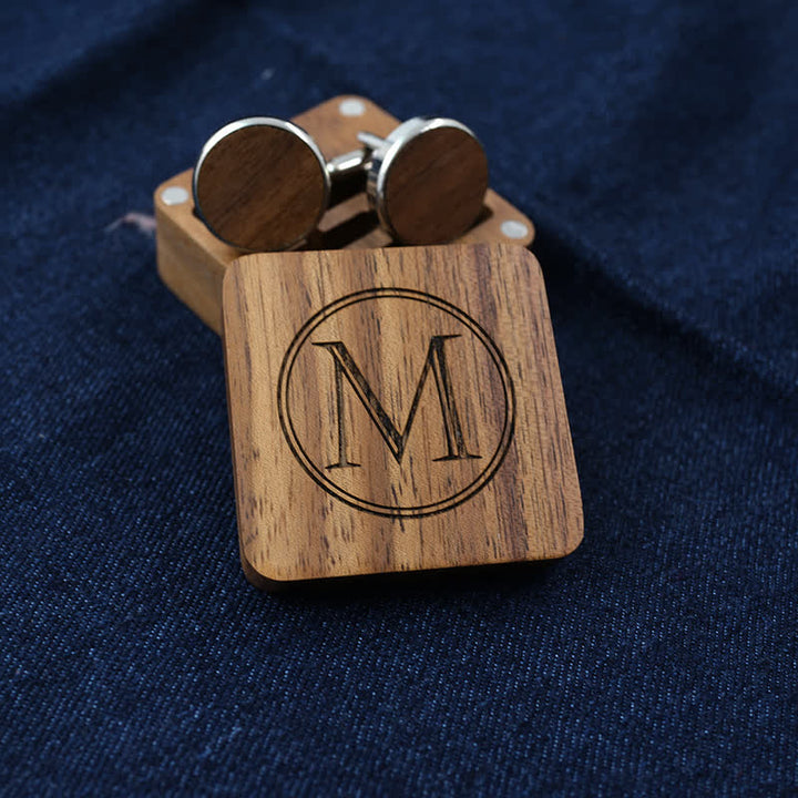 Boutons de manchette en bois avec boîte à lettres gravée personnalisée pour hommes