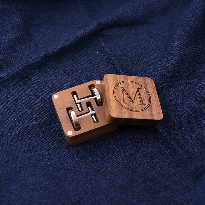 Boutons de manchette en bois avec boîte à lettres gravée personnalisée pour hommes - image 7