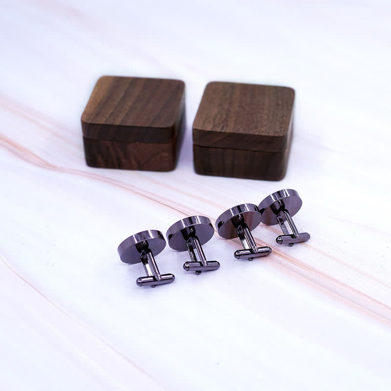 Boutons de manchette en bois de noyer noir avec gravure pour homme