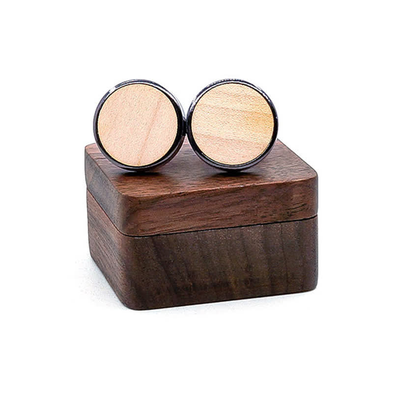 Boutons de manchette en bois de noyer noir avec gravure pour homme - Vide - Blé - image 8