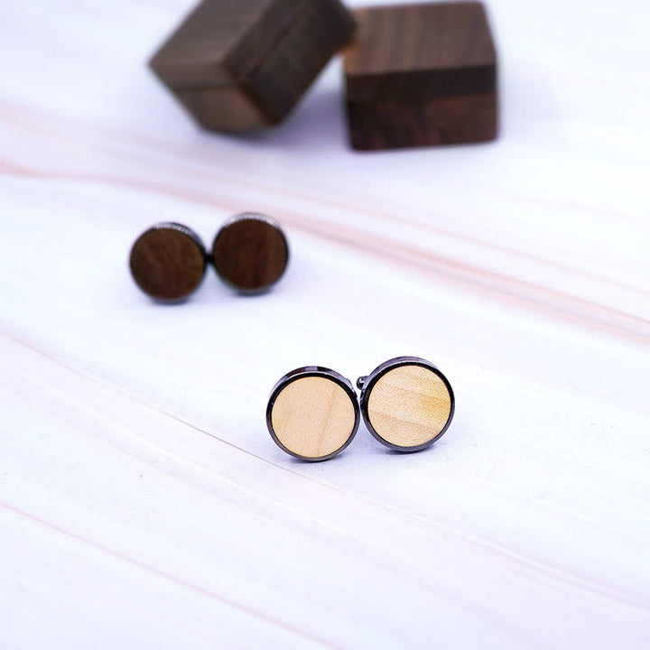 Boutons de manchette en bois de noyer noir avec gravure pour homme