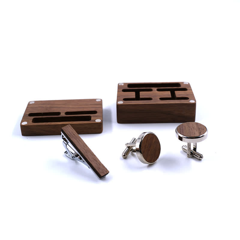 Ensemble de boutons de manchette en bois pour homme, gravés sur mesure, pour le jour du mariage