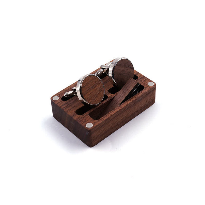 Ensemble de boutons de manchette en bois pour homme, gravés sur mesure, pour le jour du mariage