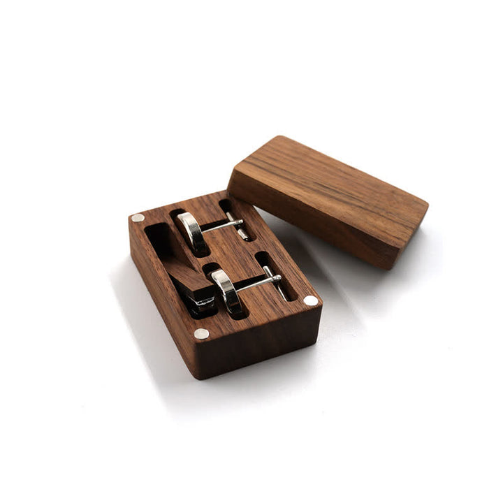 Ensemble de boutons de manchette en bois pour homme, gravés sur mesure, pour le jour du mariage - Vide - image 1