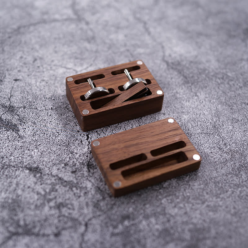 Ensemble de boutons de manchette en bois pour homme, gravés sur mesure, pour le jour du mariage - image 5