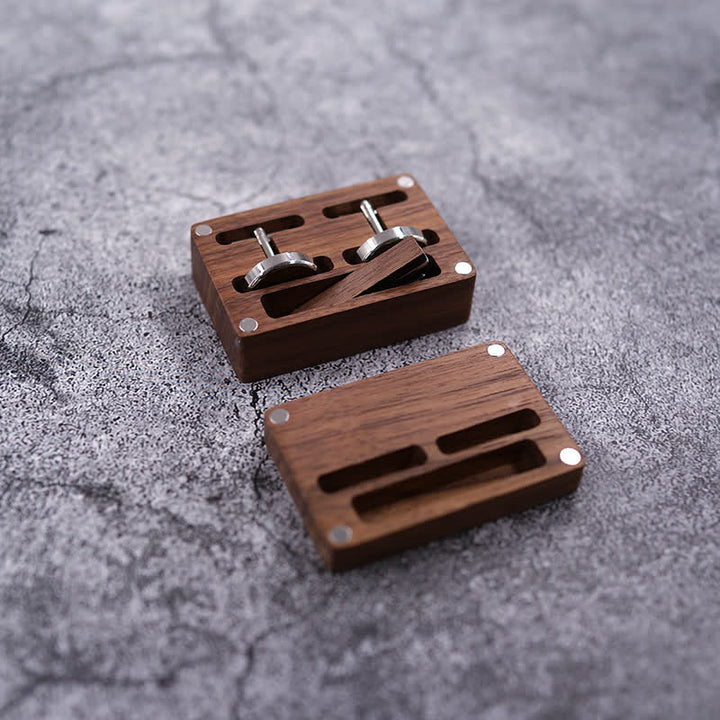 Ensemble de boutons de manchette en bois pour homme, gravés sur mesure, pour le jour du mariage - image 5