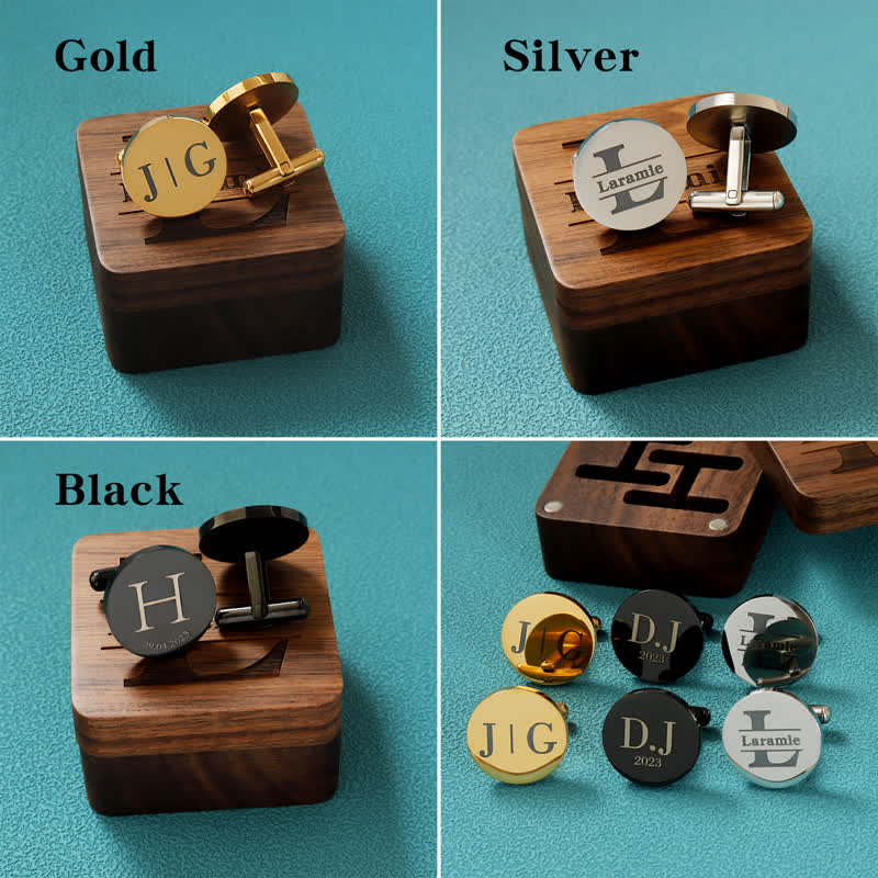 Ensemble de boutons de manchette en bois pour homme, gravés sur mesure, pour le jour du mariage - image 4