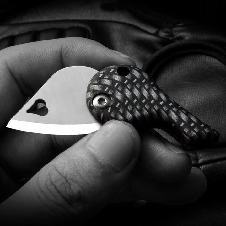 Porte-clés couteau pliant de poche à lame creuse en forme de cœur