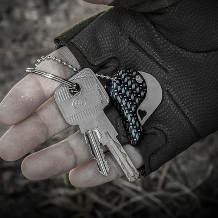 Porte-clés couteau pliant de poche à lame creuse en forme de cœur
