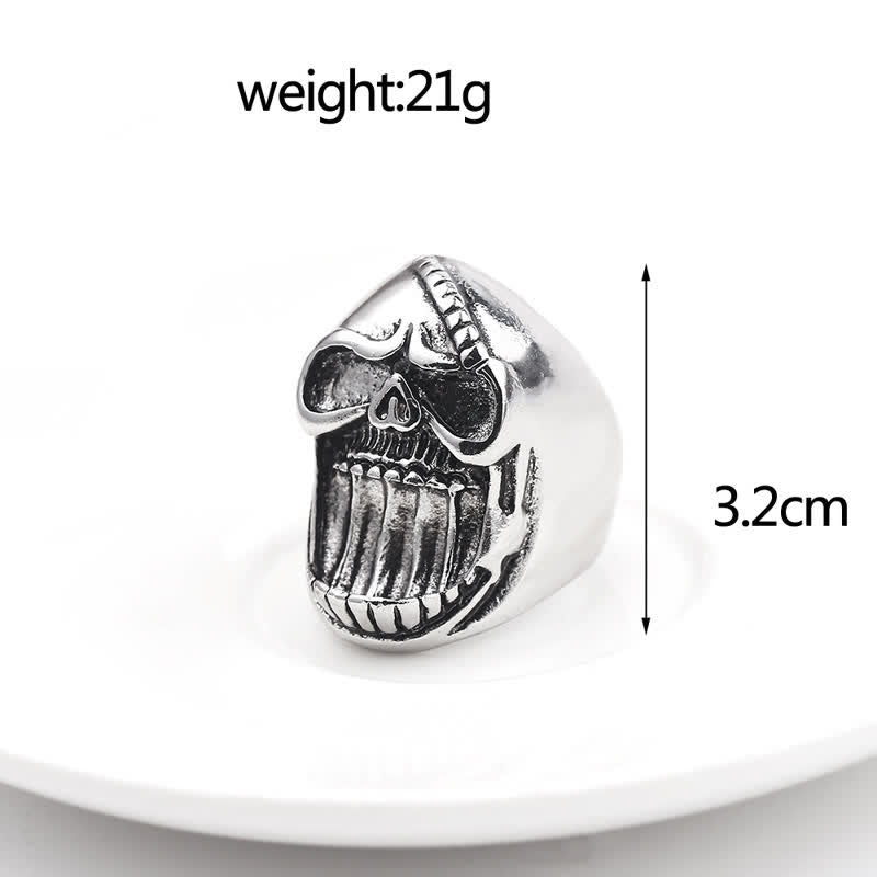 Bague décapsuleur tête de mort gothique riante