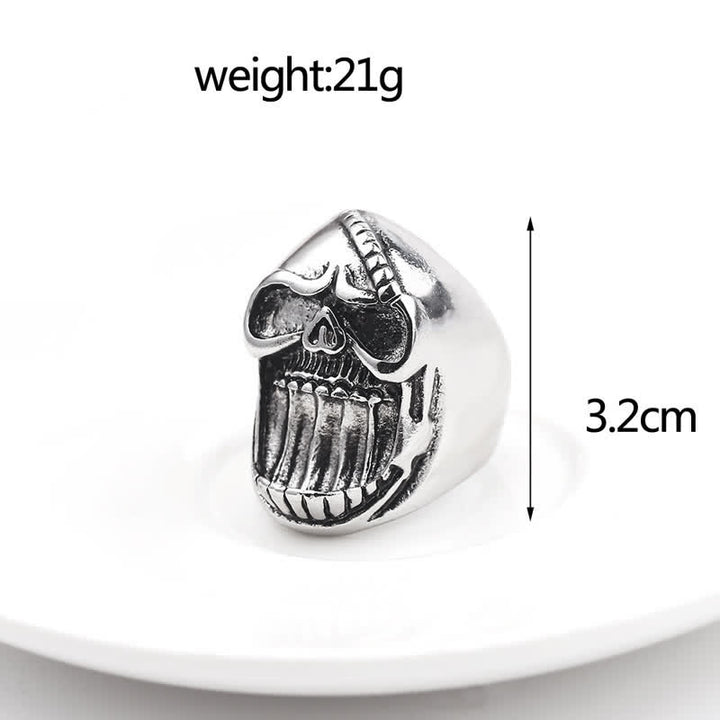 Bague décapsuleur tête de mort gothique riante