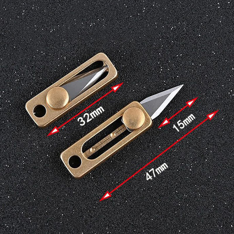 Porte-clés mini-lame à pousser en laiton EDC Tool