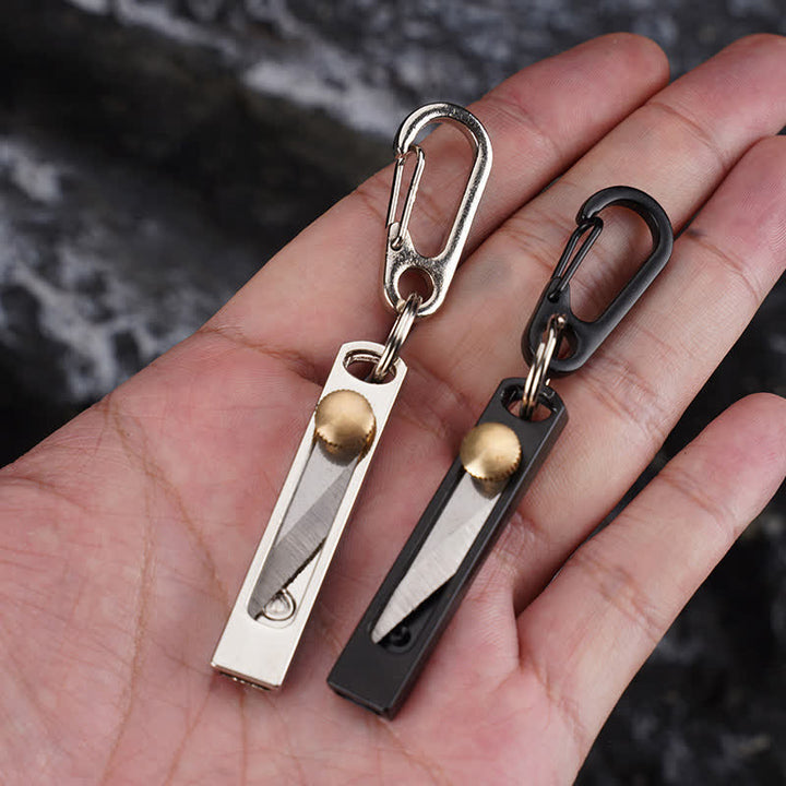 Mini couteau utilitaire à pousser et tirer, porte-clés