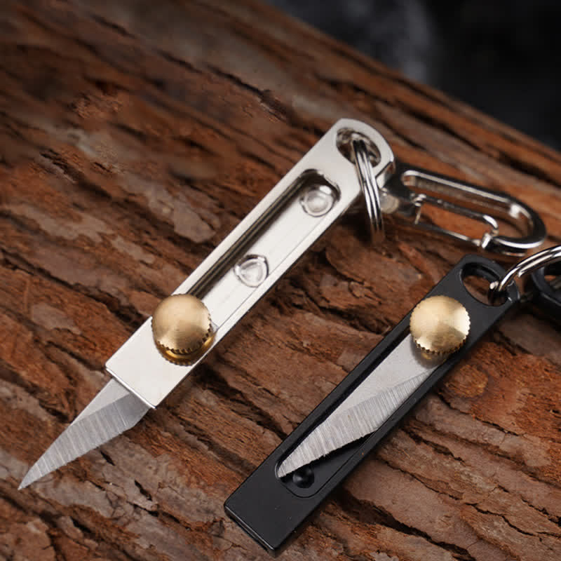 Mini couteau utilitaire à pousser et tirer, porte-clés