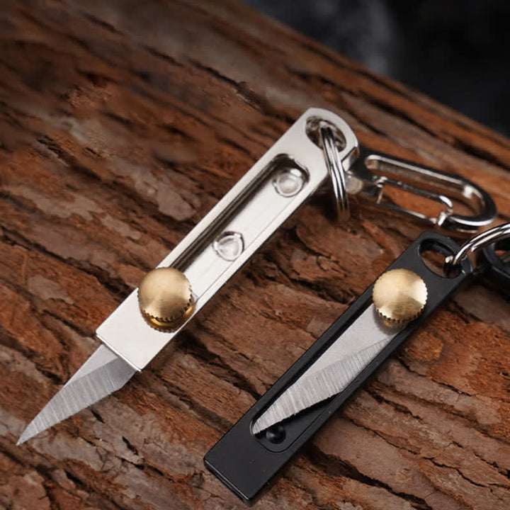 Mini couteau utilitaire à pousser et tirer, porte-clés