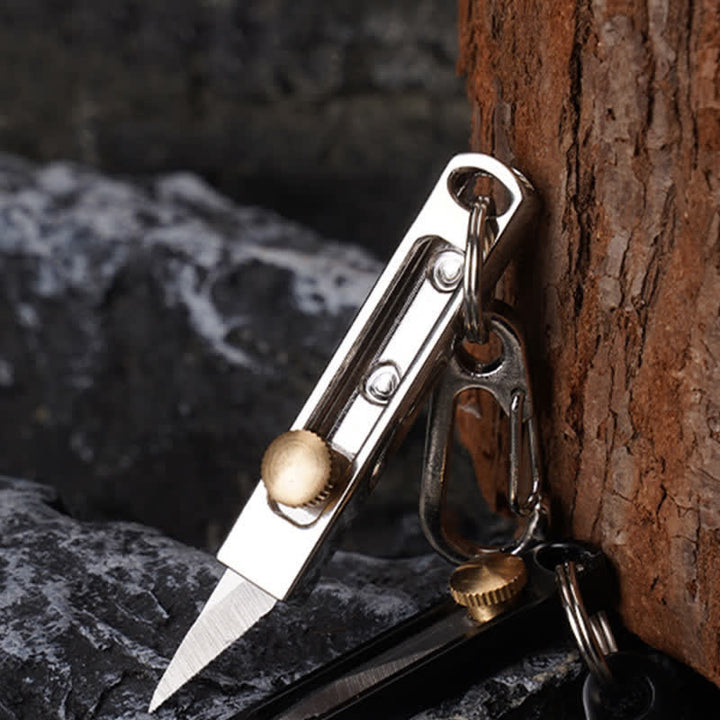 Mini couteau utilitaire à pousser et tirer, porte-clés