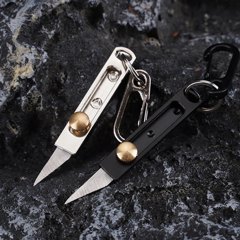 Mini couteau utilitaire à pousser et tirer, porte-clés