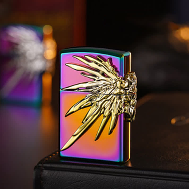 Briquet à butane rechargeable Three Sides 3D Wings Relief - Coloris et or - image 9
