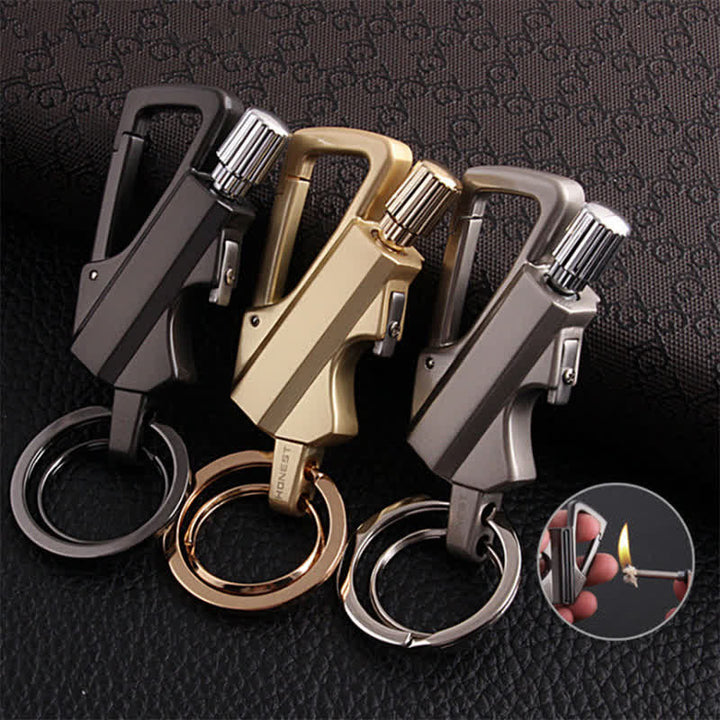 Ouvre-bouteille portable Porte-clés Allumette Briquet à huile rechargeable