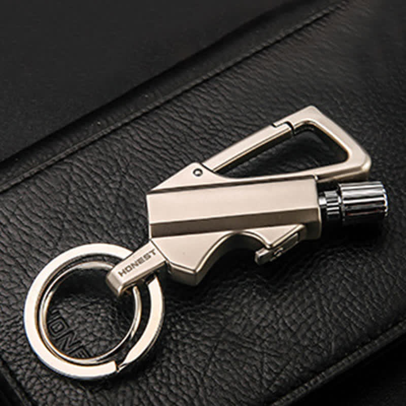Ouvre-bouteille portable Porte-clés Allumette Briquet à huile rechargeable - Argent - image 8