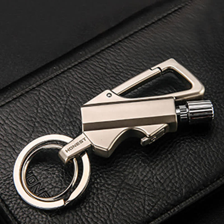 Ouvre-bouteille portable Porte-clés Allumette Briquet à huile rechargeable - Argent - image 8