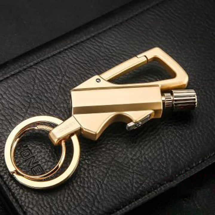 Ouvre-bouteille portable Porte-clés Allumette Briquet à huile rechargeable - Or - image 9