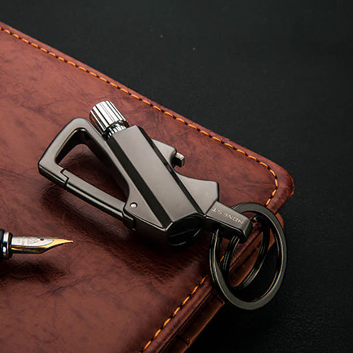 Ouvre-bouteille portable Porte-clés Allumette Briquet à huile rechargeable - Noir - image 1