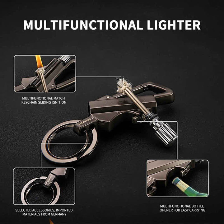 Ouvre-bouteille portable Porte-clés Allumette Briquet à huile rechargeable