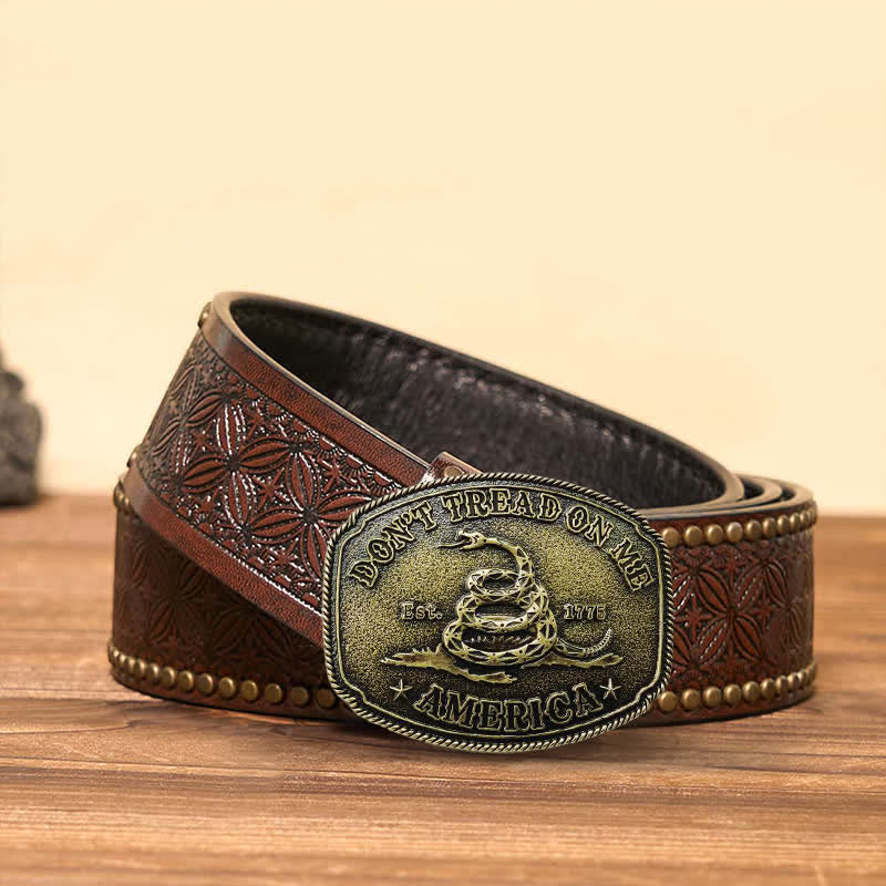 Ceinture en cuir à boucle serpent pour homme, style bronze antique, à faire soi-même