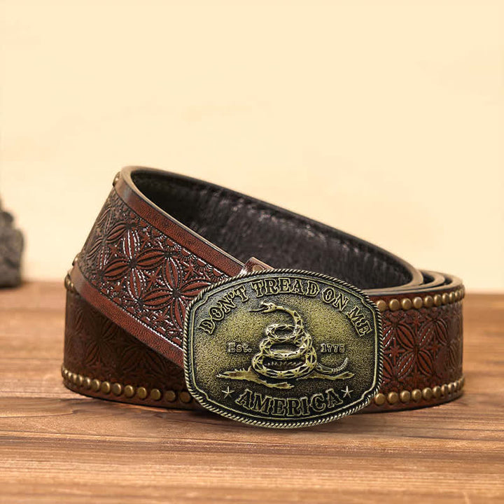 Ceinture en cuir à boucle serpent pour homme, style bronze antique, à faire soi-même
