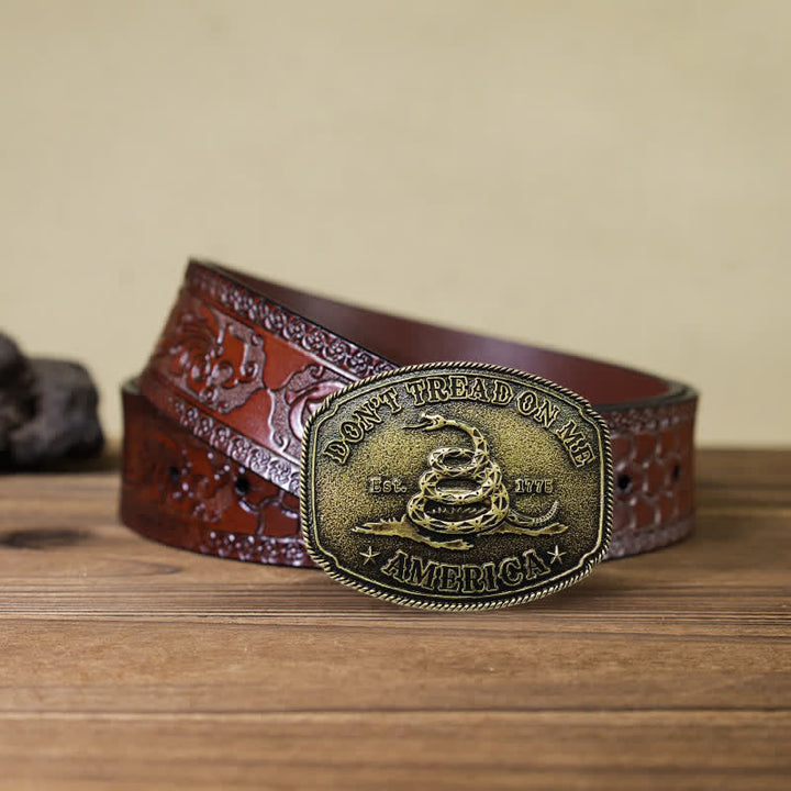 Ceinture en cuir à boucle serpent pour homme, style bronze antique, à faire soi-même
