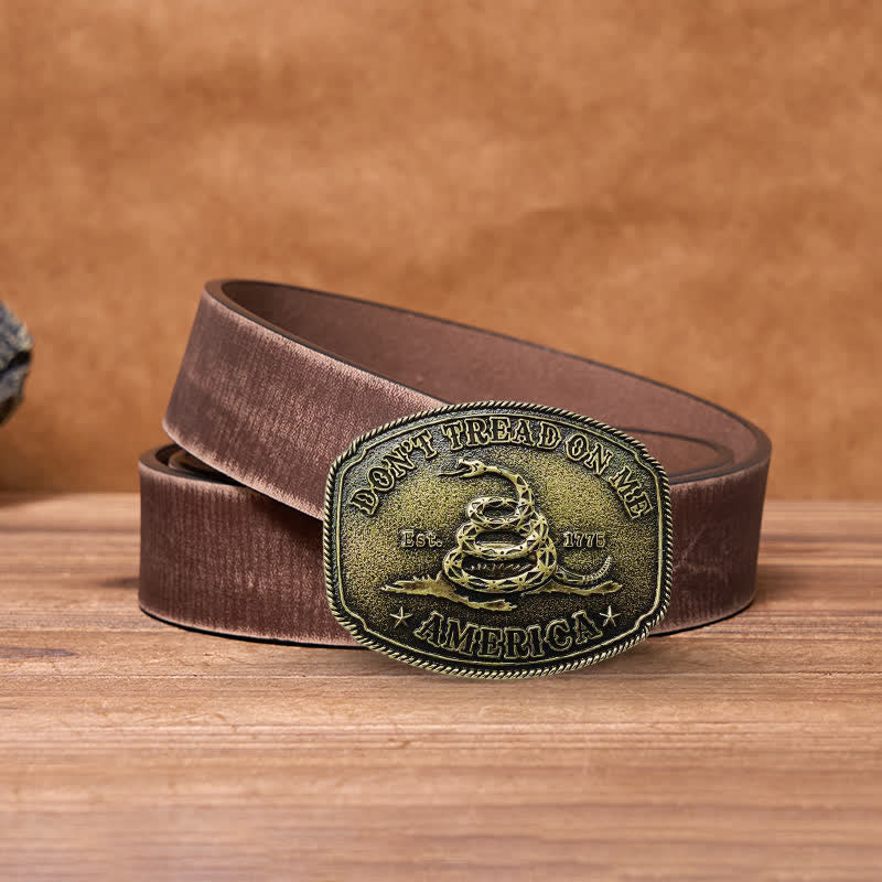 Ceinture en cuir à boucle serpent pour homme, style bronze antique, à faire soi-même
