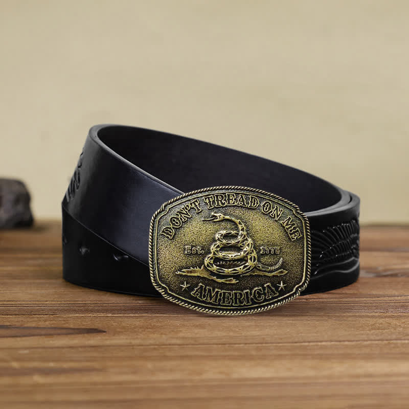 Ceinture en cuir à boucle serpent pour homme, style bronze antique, à faire soi-même