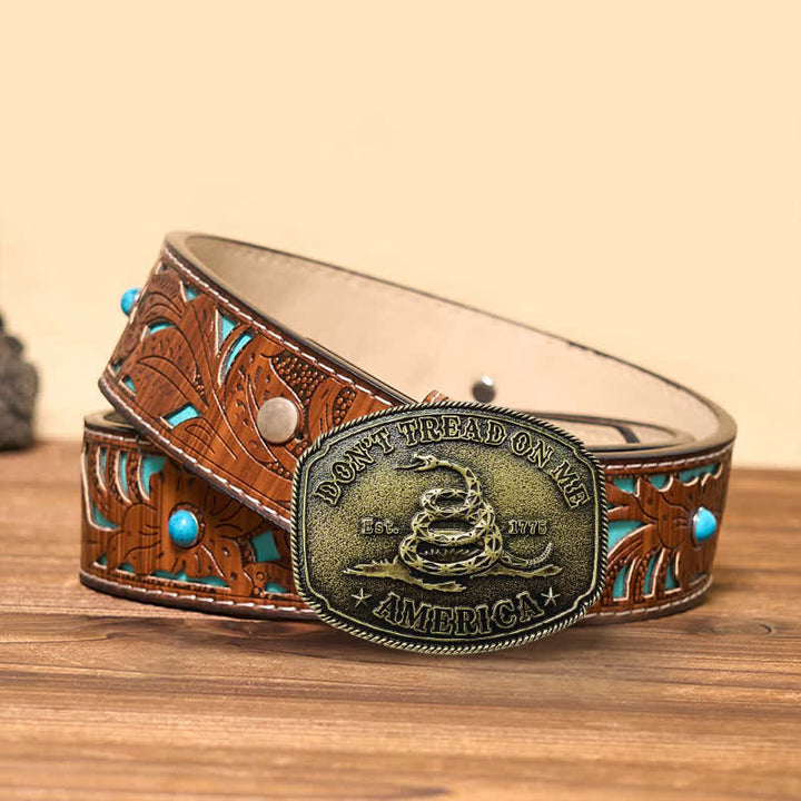 Ceinture en cuir à boucle serpent pour homme, style bronze antique, à faire soi-même