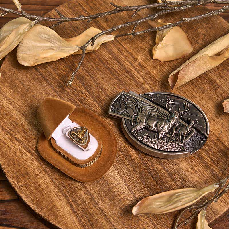 Ensemble de boucles de ceinture, couteau caché, pendentif à cornes longues, anneau de taureau, cerf, DIY