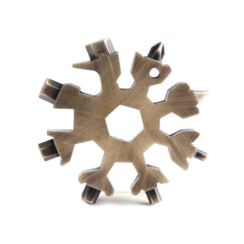 Clé multifonction 18 en 1 en forme de flocon de neige avec porte-clés