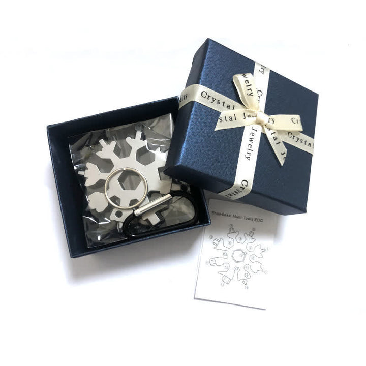 Clé multifonction 18 en 1 en forme de flocon de neige avec porte-clés