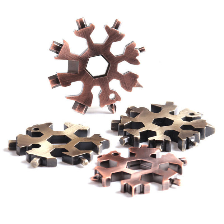 Clé multifonction 18 en 1 en forme de flocon de neige avec porte-clés