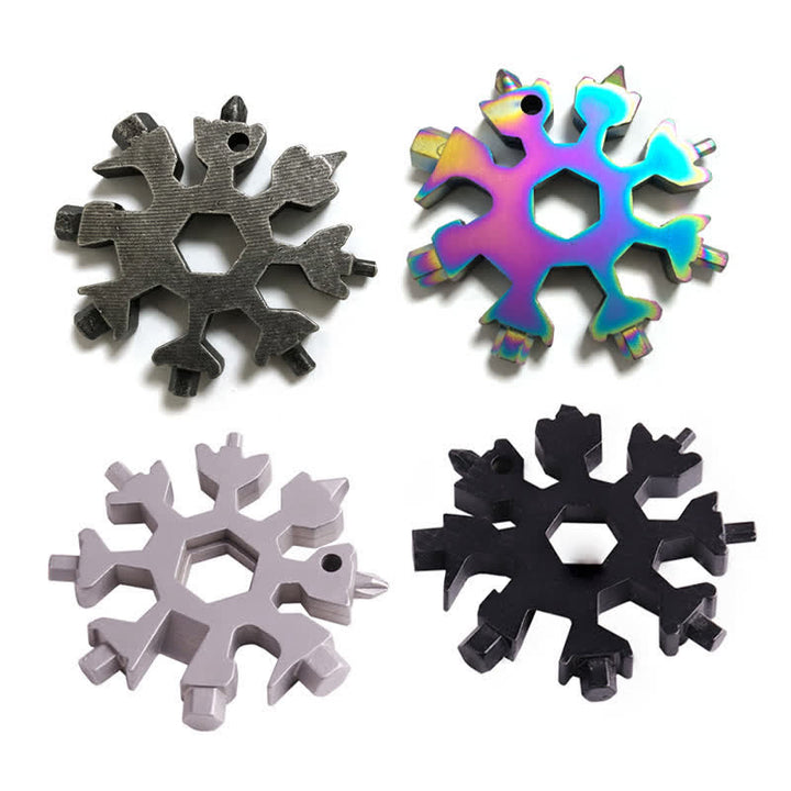 Clé multifonction 18 en 1 en forme de flocon de neige avec porte-clés
