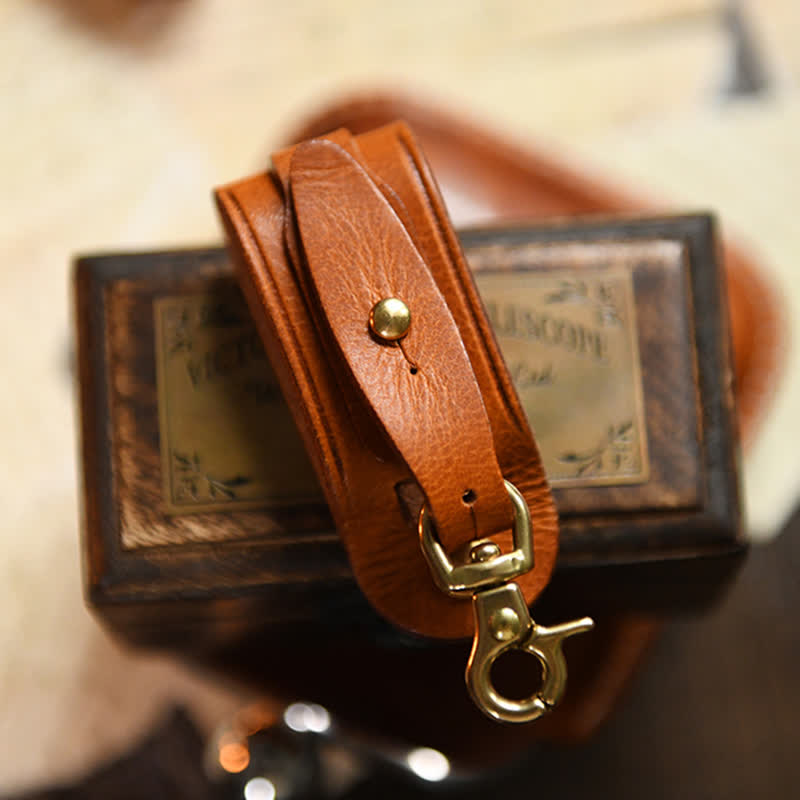 Porte-clés en cuir fait main avec boucle de ceinture
