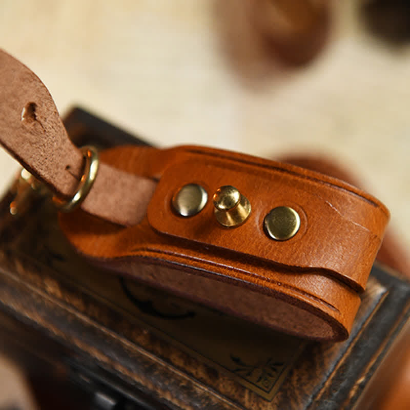 Porte-clés en cuir fait main avec boucle de ceinture