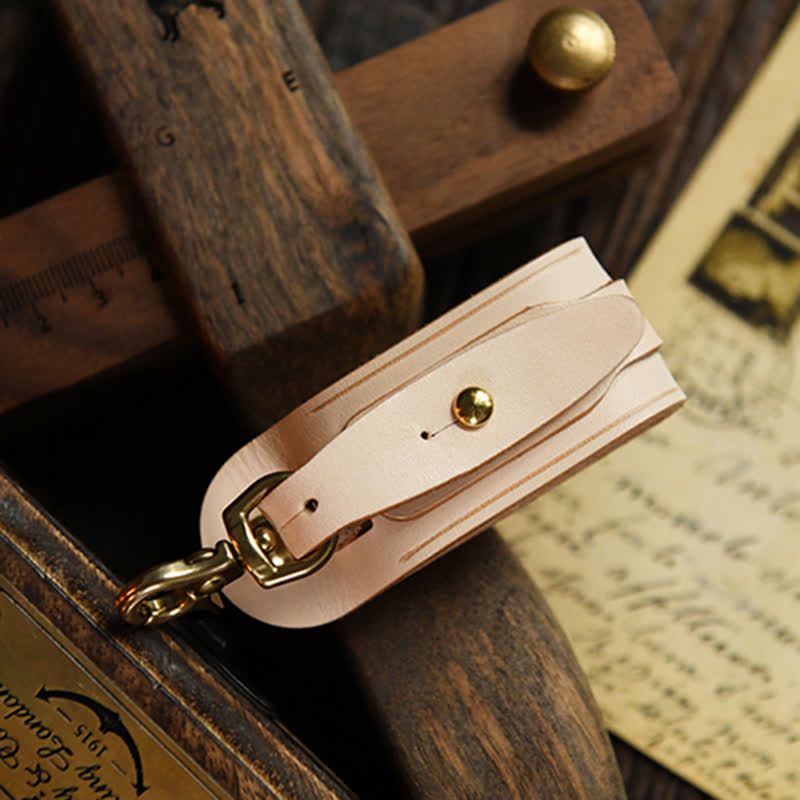Porte-clés en cuir fait main avec boucle de ceinture