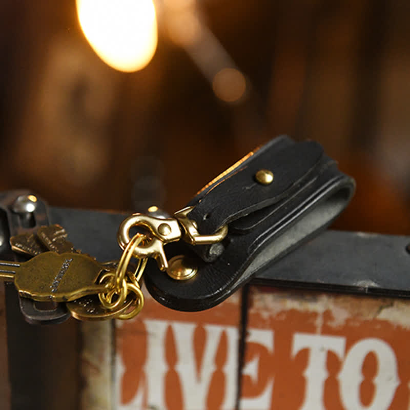 Porte-clés en cuir fait main avec boucle de ceinture