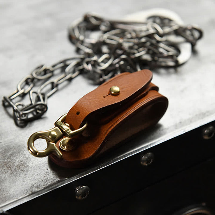 Porte-clés en cuir fait main avec boucle de ceinture