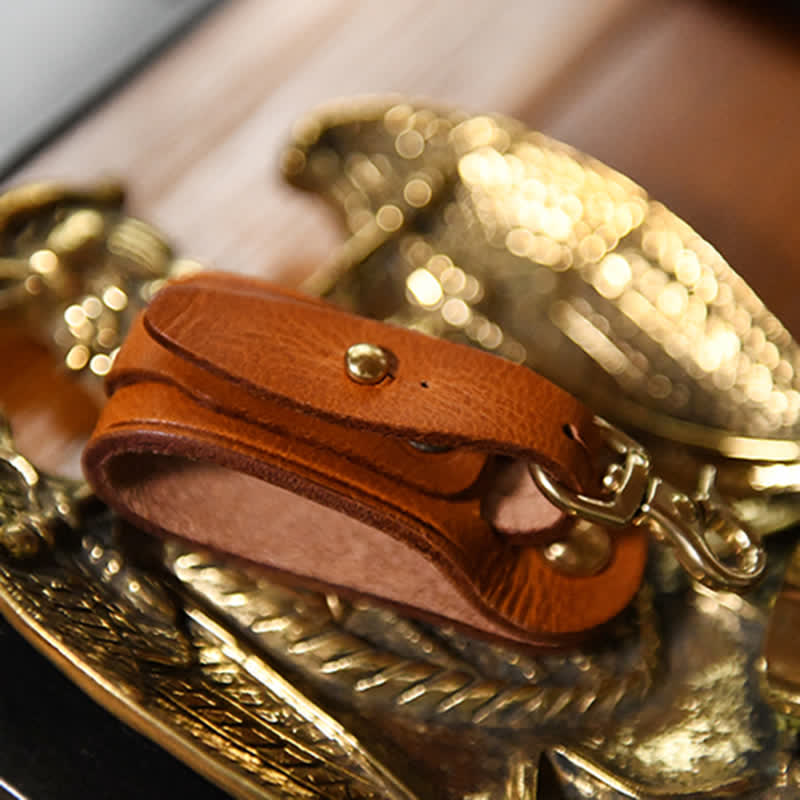 Porte-clés en cuir fait main avec boucle de ceinture