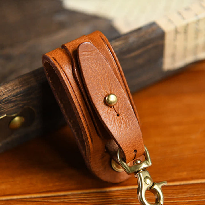 Porte-clés en cuir fait main avec boucle de ceinture