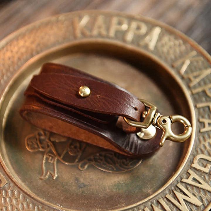 Porte-clés en cuir fait main avec boucle de ceinture