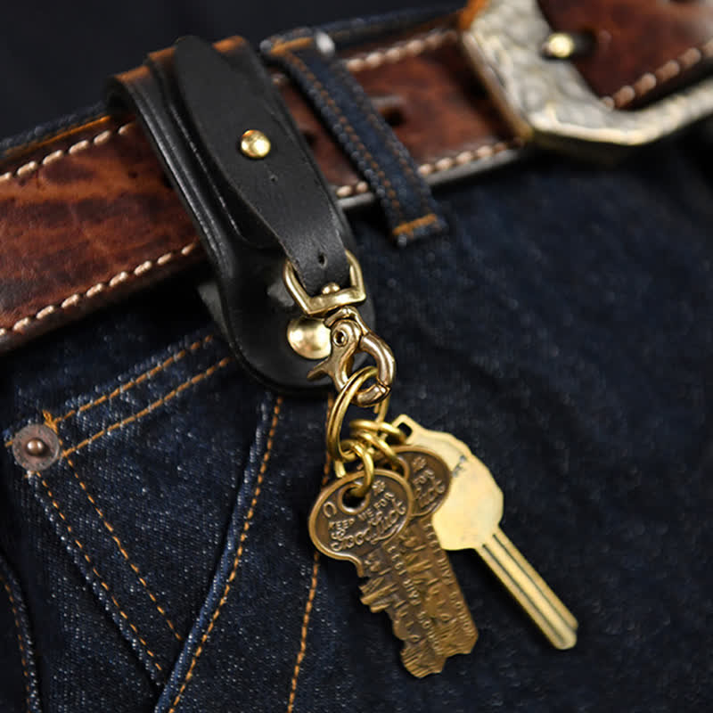 Porte-clés en cuir fait main avec boucle de ceinture