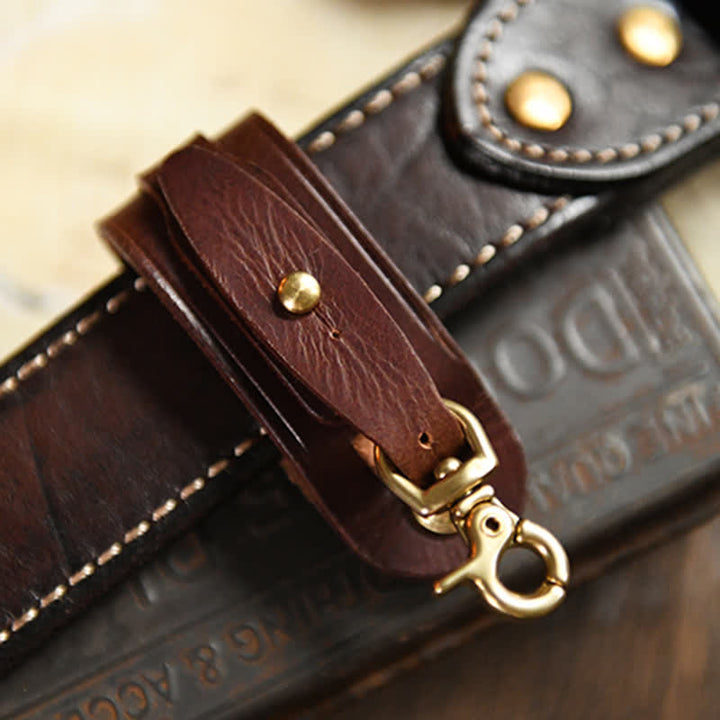Porte-clés en cuir fait main avec boucle de ceinture