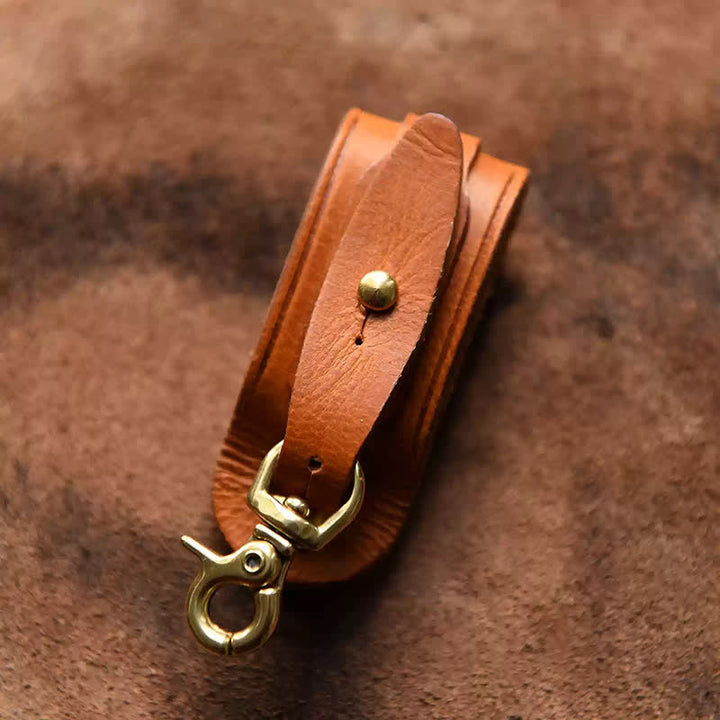 Porte-clés en cuir fait main avec boucle de ceinture